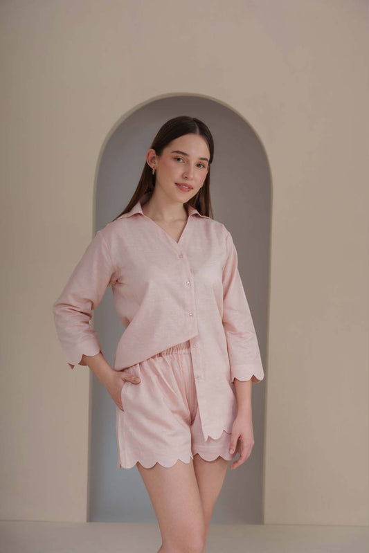 The Willow Scallop Short - Warm Blush