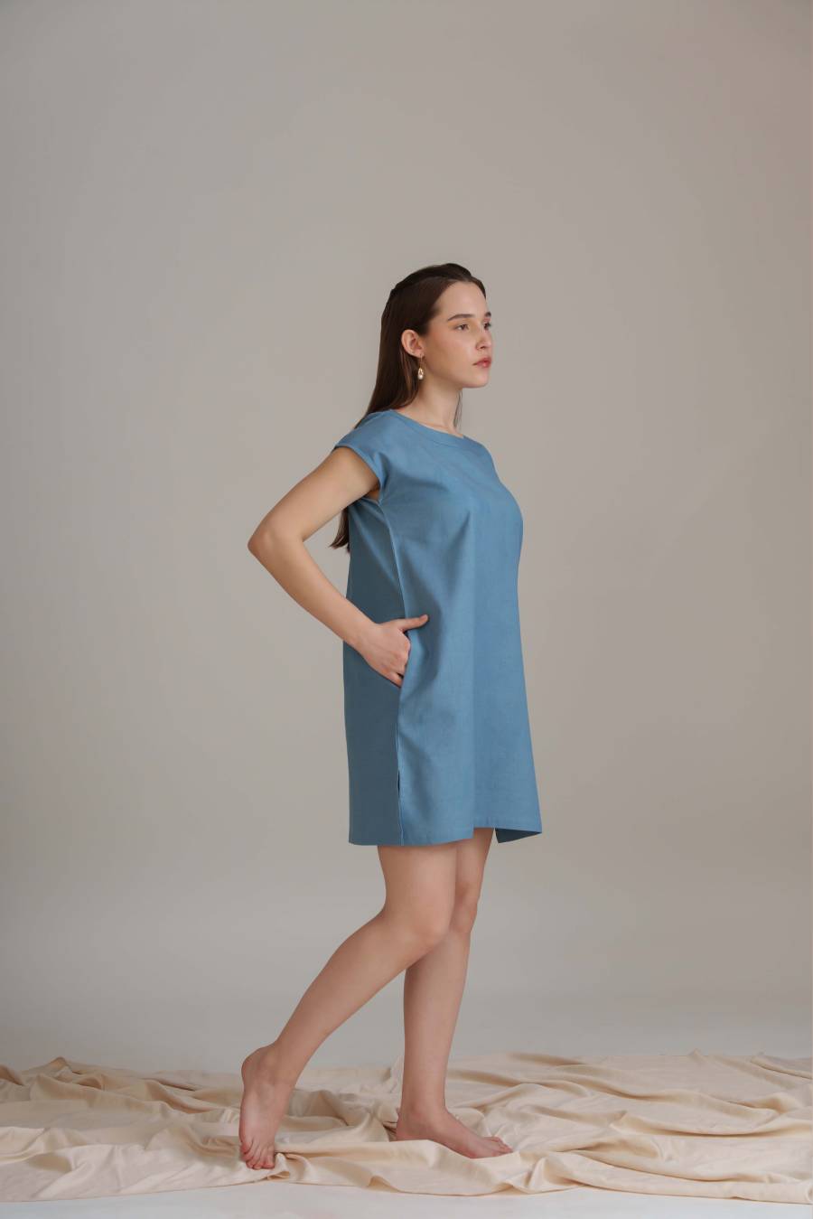 Meadow Shift Dress - Dusty blue