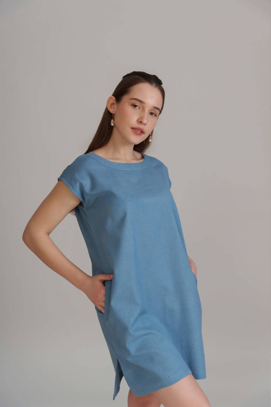 Meadow Shift Dress - Dusty blue