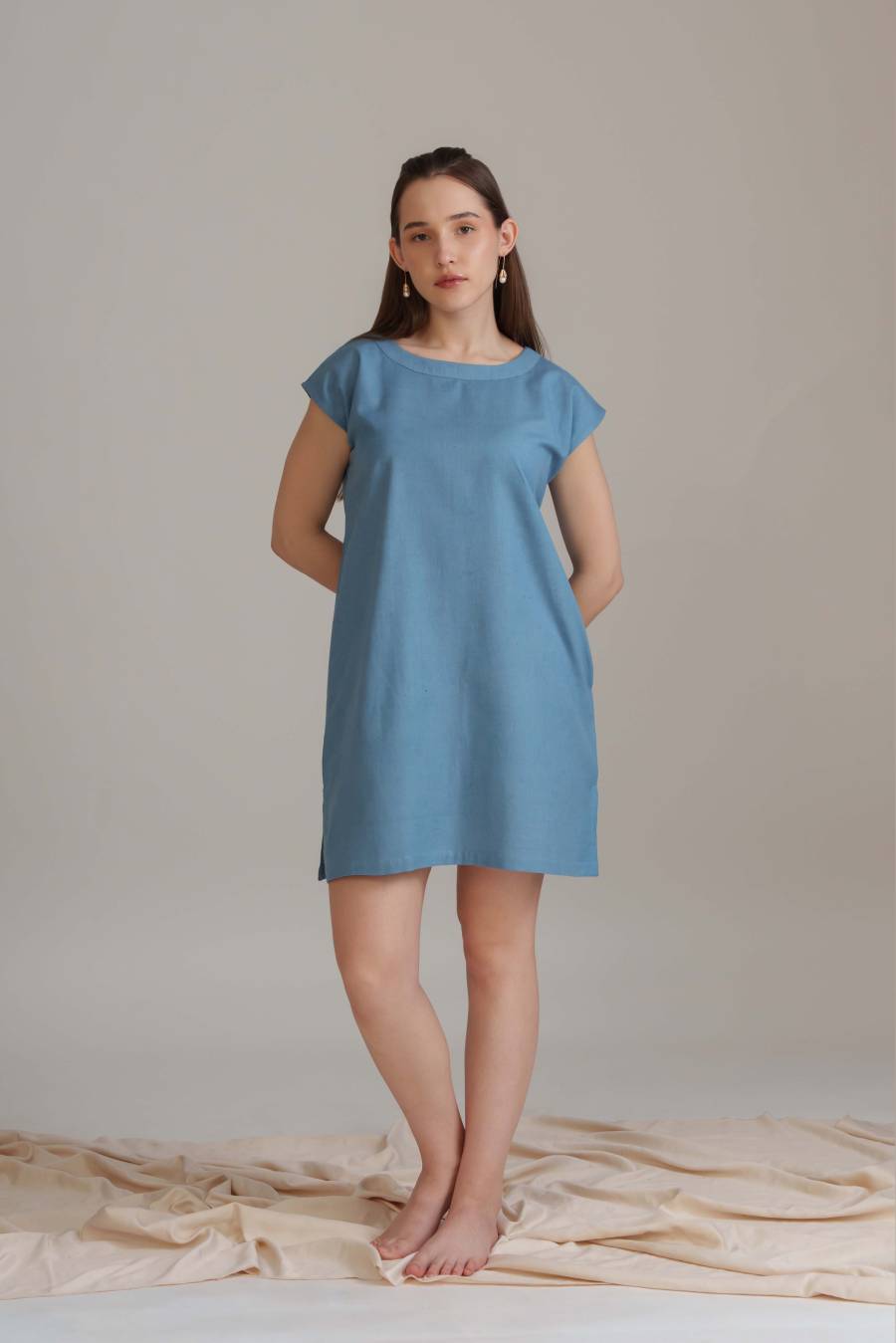 Meadow Shift Dress - Dusty blue