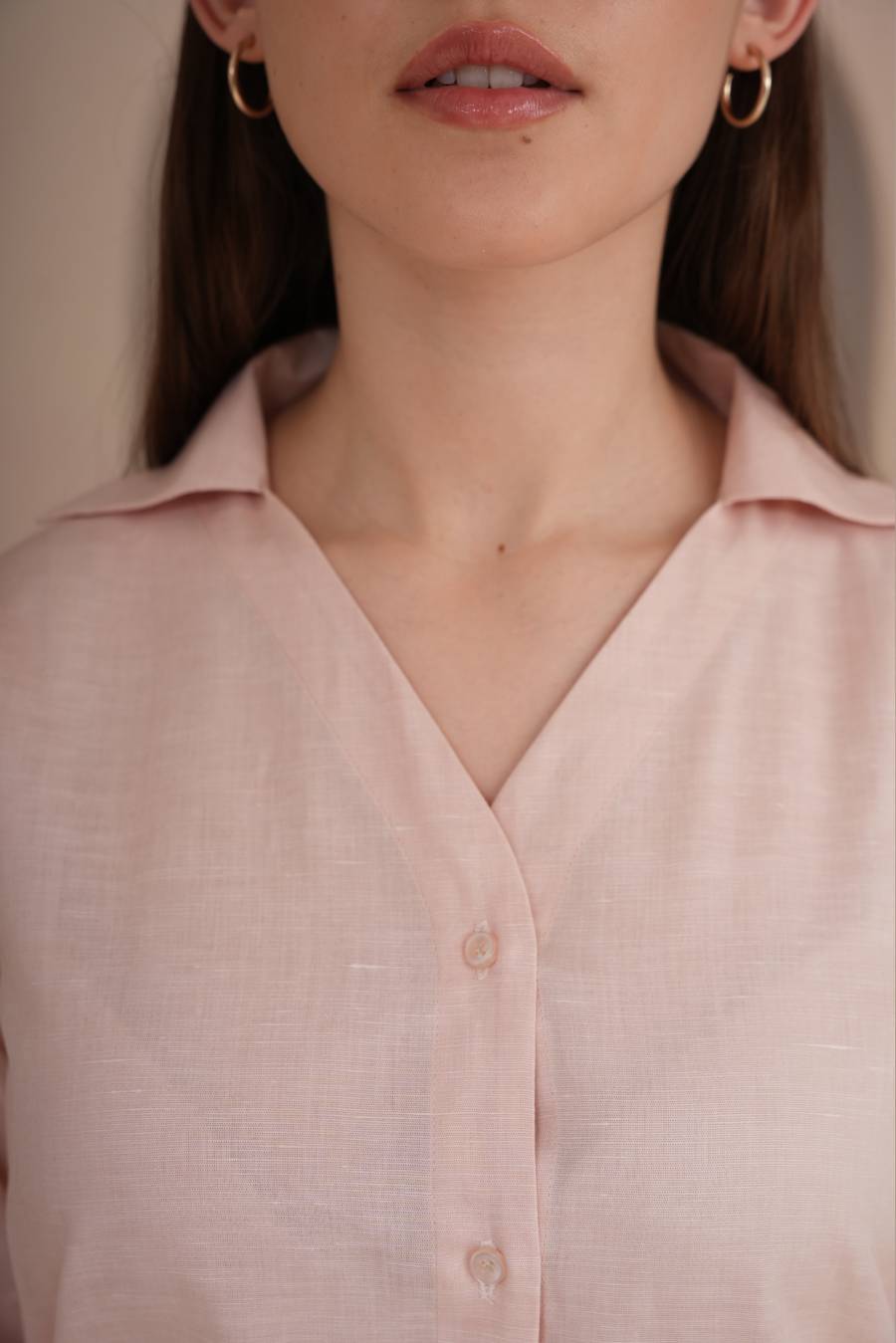 The Willow Scallop Shirt - Warm Blush