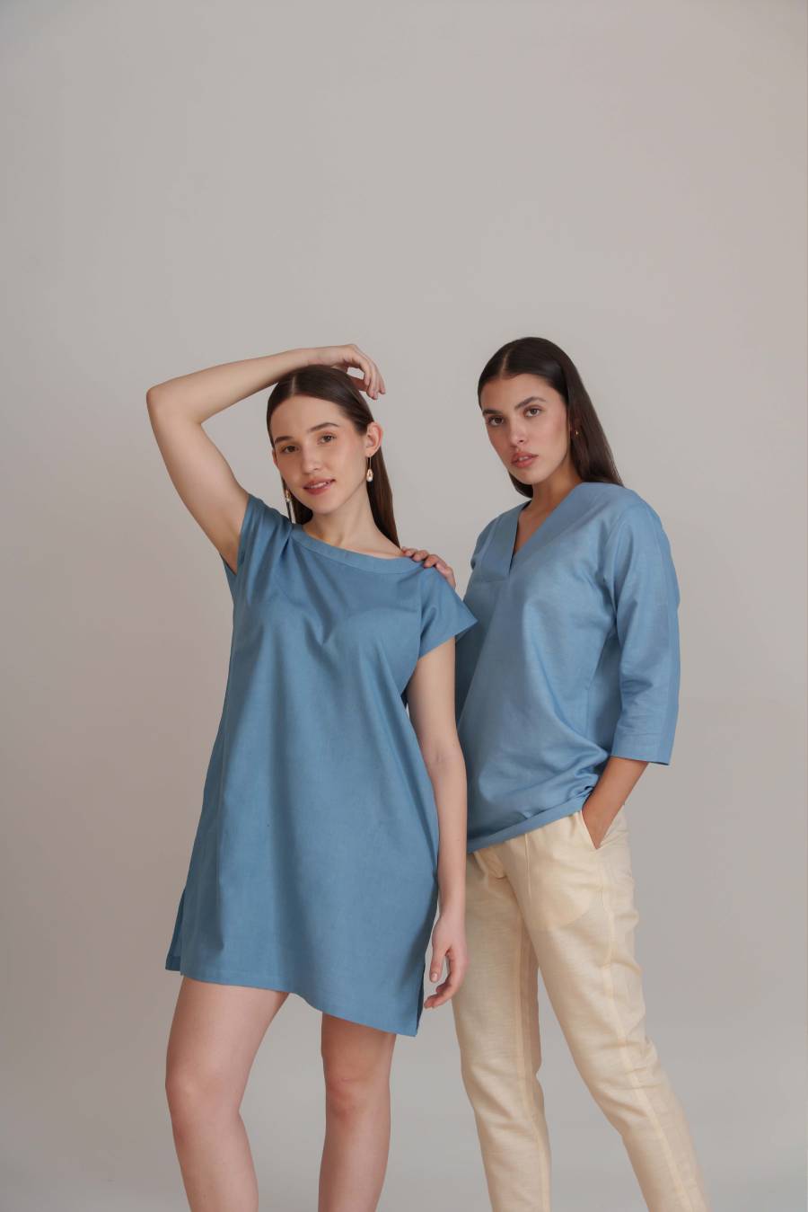 Meadow Shift Dress - Dusty blue